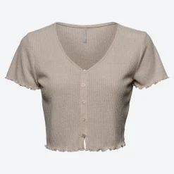 Damen NKD Damen-T-Shirt mit Knopfleiste