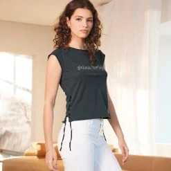 Damen NKD Damen-T-Shirt mit Schnürung