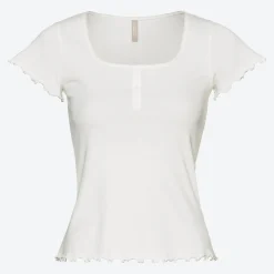 Damen NKD Damen-T-Shirt mit Spitze am Ausschnitt