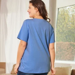 Damen NKD Damen-T-Shirt mit V-Ausschnitt, große Größen