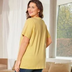 Damen NKD Damen-T-Shirt mit V-Ausschnitt, große Größen
