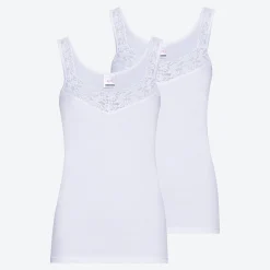 Damen NKD Damen-Unterhemd mit V-Ausschnitt, 2er-Pack
