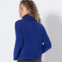 Damen NKD Damen-Zopfstrickpullover mit Rollkragen
