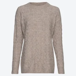 Damen NKD Damen-Zopfstrick-Pullover mit Rundhalsausschnitt