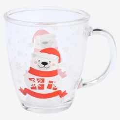 NKD Glas-Tasse mit Weihnachts-Design, ca. 360 ml