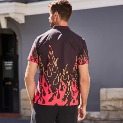 Herren NKD Herren-Kurzarmhemd mit Flammendruck
