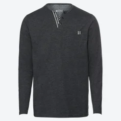 Herren NKD Herren-Langarmshirt mit Henley-Kragen