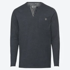 Herren NKD Herren-Langarmshirt mit Henley-Kragen