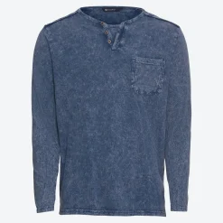 Herren NKD Herren-Langarmshirt mit Serafino-Ausschnitt