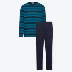 Herren NKD Herren-Pyjama mit Streifen-Shirt, 2-teilig