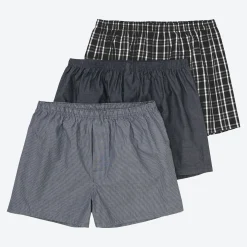 Herren NKD Herren-Webboxershorts mit Streifen, 3er-Pack