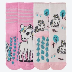 Kinder NKD Kinder-ABS-Socken mit Pony-Motiv, 2er-Pack