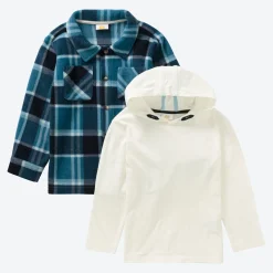 Kinder NKD Kinder-Jungen-Set mit kariertem Hemd, 2-teilig
