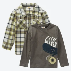 Kinder NKD Kinder-Jungen-Set mit Karo-Hemd und Shirt, 2-teilig