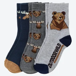 Kinder NKD Kinder-Jungen-Socken mit Bären-Motiv, 3er-Pack