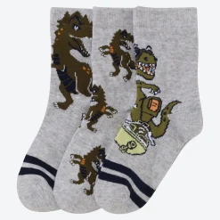 Kinder NKD Kinder-Jungen-Socken mit Dino-Design, 3er-Pack