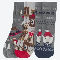 Kinder NKD Kinder-Jungen-Socken mit Waldtier-Motiv, 3er-Pack