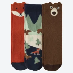 Kinder NKD Kinder-Jungen-Socken mit Waldtier-Motiven, 3er-Pack