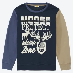 Kinder NKD Kinder-Jungen-Sweatshirt mit Elch-Aufdruck