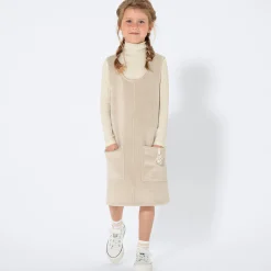 Kinder NKD Kinder-Mädchen-Kleid aus Ripp-Velours