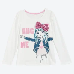 Kinder NKD Kinder-Mädchen-Langarmshirt mit Pailletten-Schleife
