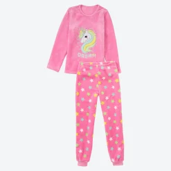 Kinder NKD Kinder-Mädchen-Pyjama aus Fleece, 2-teilig