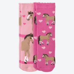 Kinder NKD Kinder-Mädchen-Thermosocken mit Pferde-Motiv, 2er-Pack