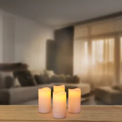 NKD LED-Echtwachskerzen mit Timer-Funktion, 4er-Set