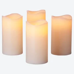 NKD LED-Echtwachskerzen mit Timer-Funktion, 4er-Set