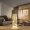 NKD LED-Glas-Zylinder in Crackle-Optik, ca. 10x10x30cm