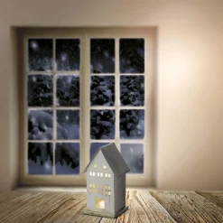 NKD LED-Haus aus Metall, ca. 7x7x15,5cm