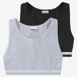 Damen NKD Teener-Mädchen-Bustier mit hohem Baumwollanteil, 2er-Pack