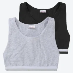 Damen NKD Teener-Mädchen-Bustier mit hohem Baumwollanteil, 2er-Pack